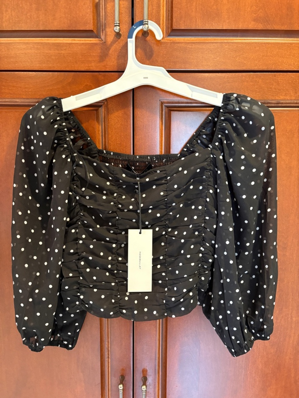 RoseBullet Women's Mid-Length Sleeve Mid-Drift Crop Top Sheer Size 10 New Tags